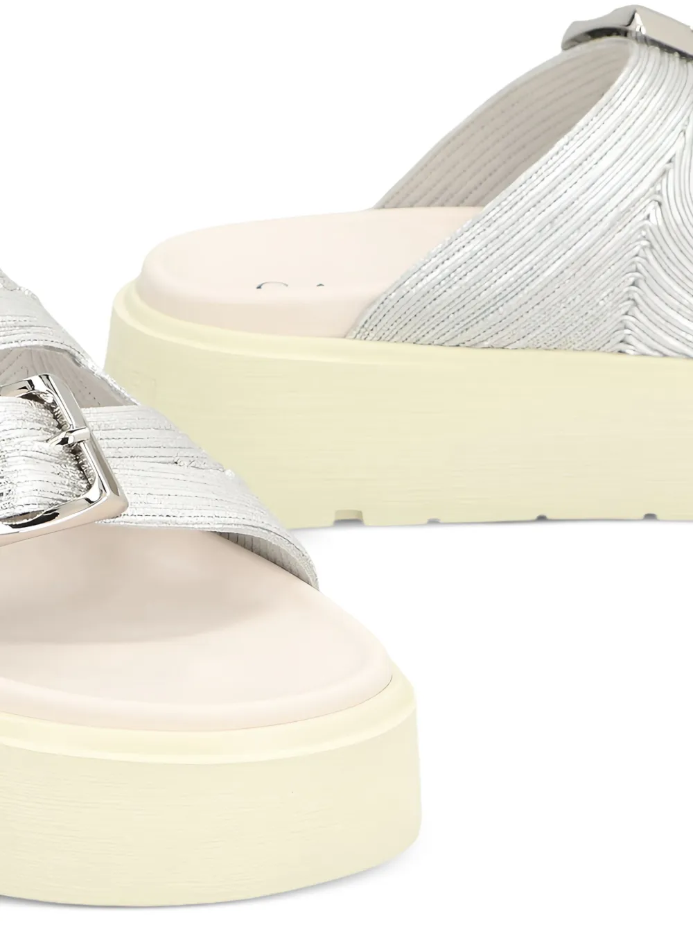 Casadei buckle-embellished platform slides Grey
