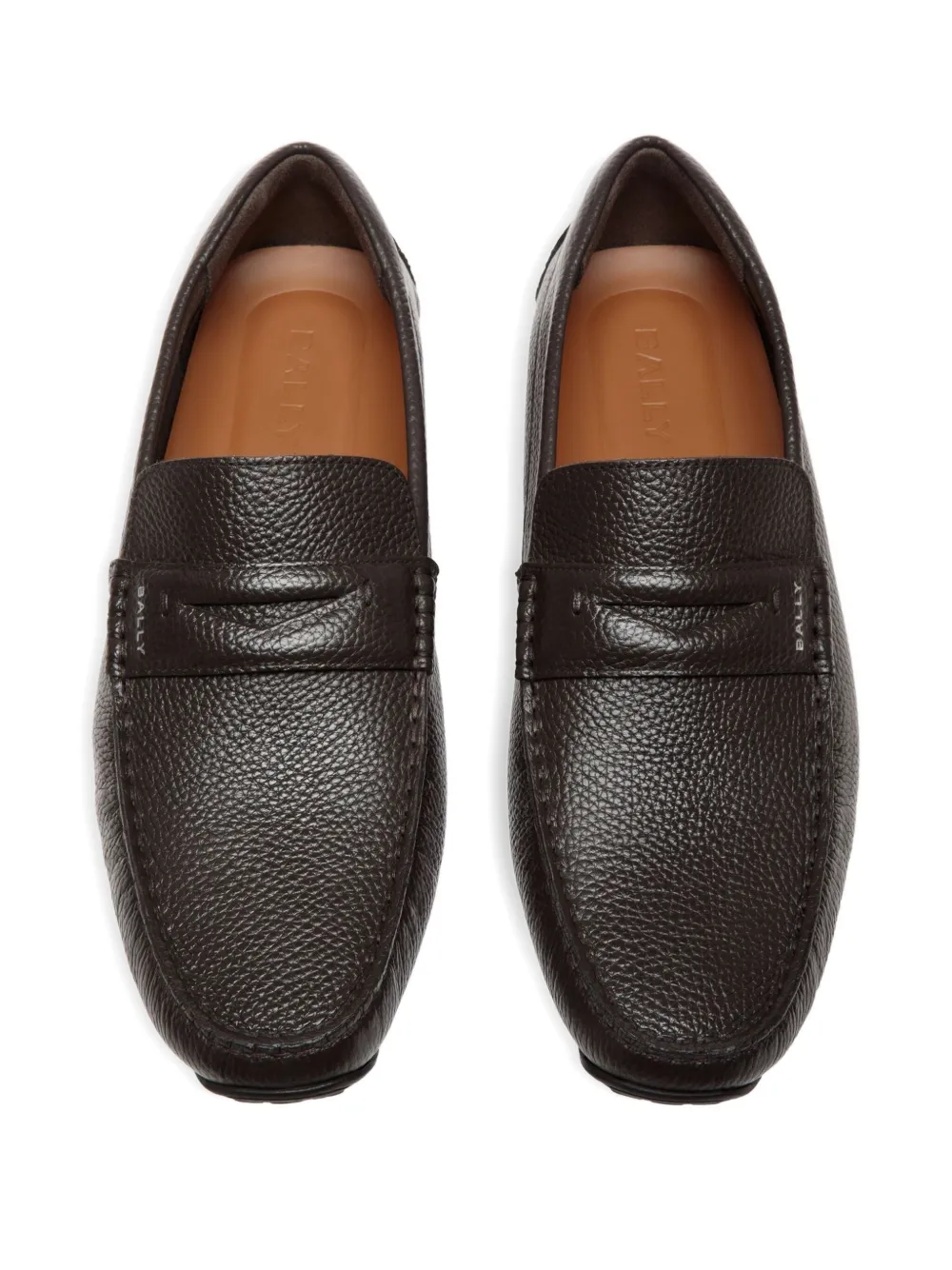 Bally grained-leather loafers Brown