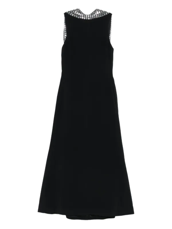 David Koma Embellished-collar Sleeveless Midi Dress in Black