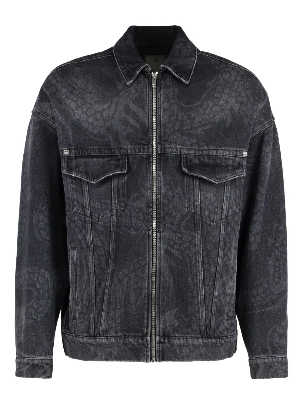 Givenchy dragon-print denim jacket Zwart