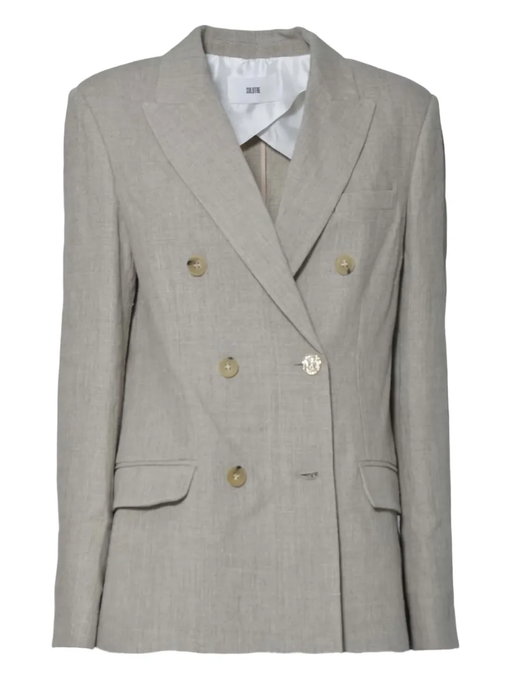 SOLOTRE double-breasted linen blazer | Neutrals | Image 1
