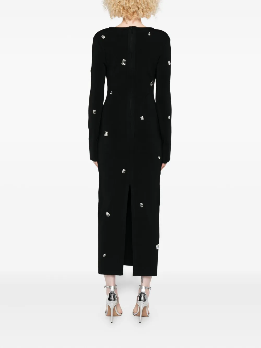 David Koma Midi-jurk verfraaid met kristallen Zwart