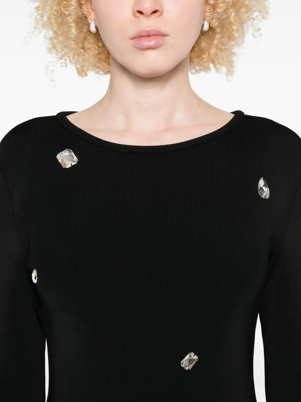 David Koma Midi-jurk verfraaid met kristallen Zwart