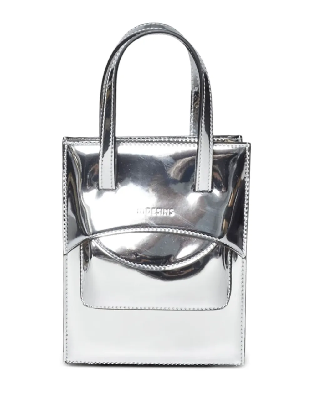 metallic-effect leather tote bag
