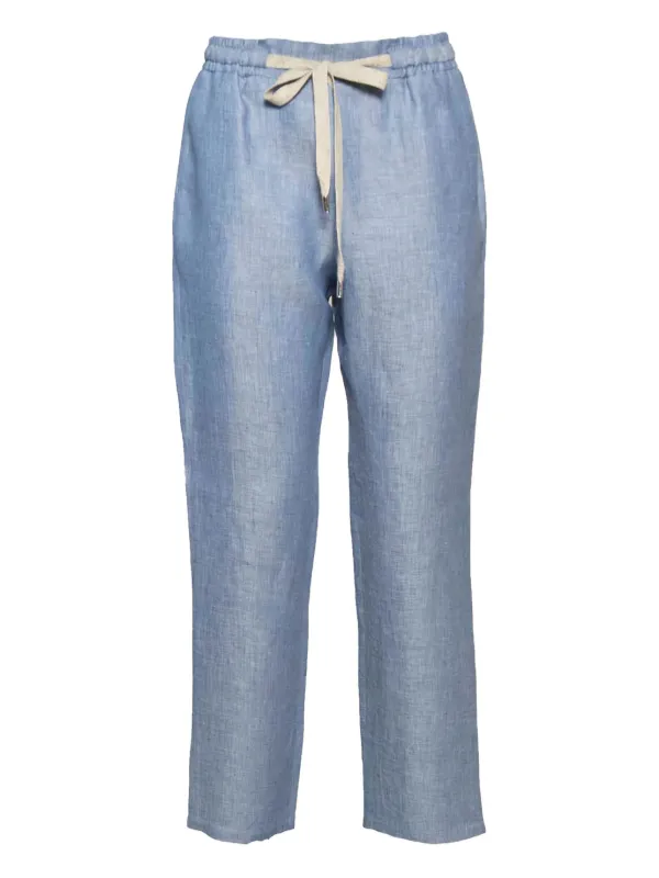Barba Drawstring-waist Trousers in Blue
