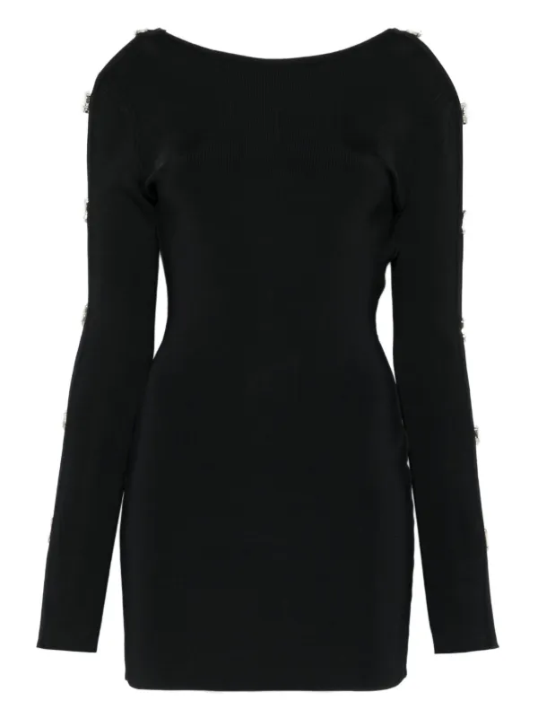 black cut out long sleeve mini dress Long Sleeve Cut Out Mini Dress in Black - 6