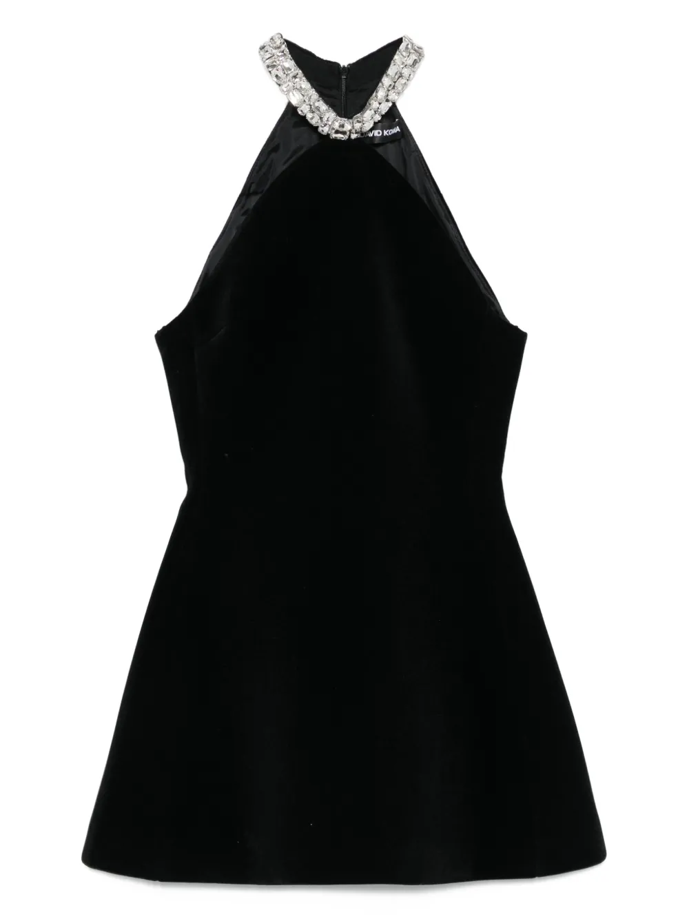 embellished halterneck mini dress