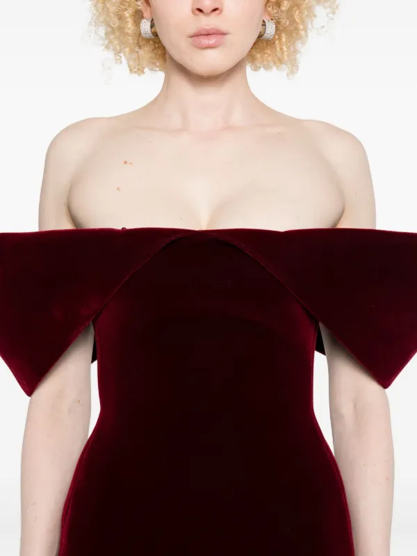 David Koma off-shoulder Velvet Dress Red FARFETCH KW