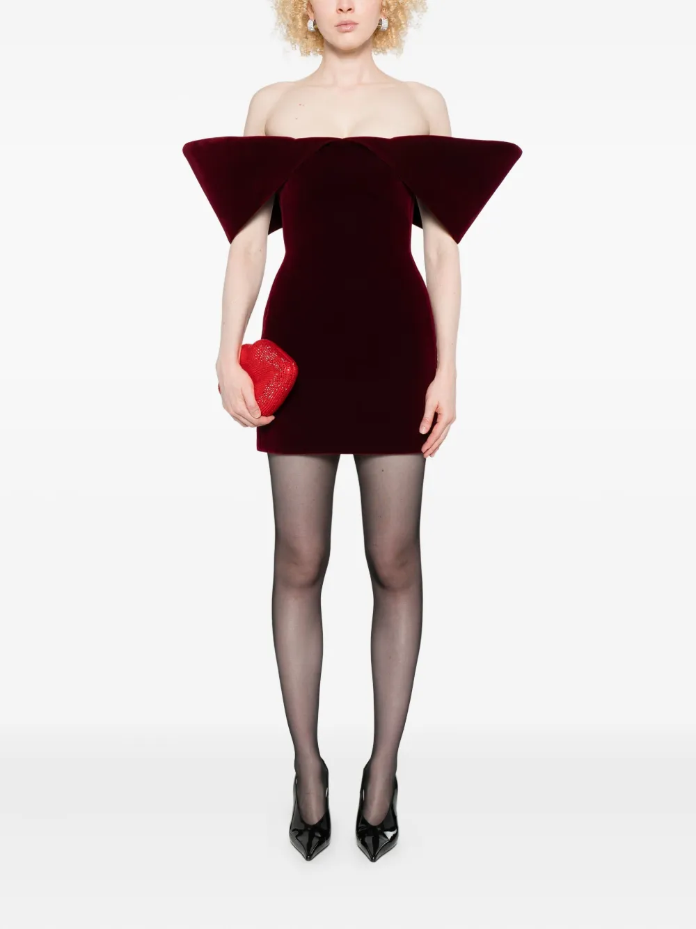 David Koma Off-shoulder mini-jurk - Rood