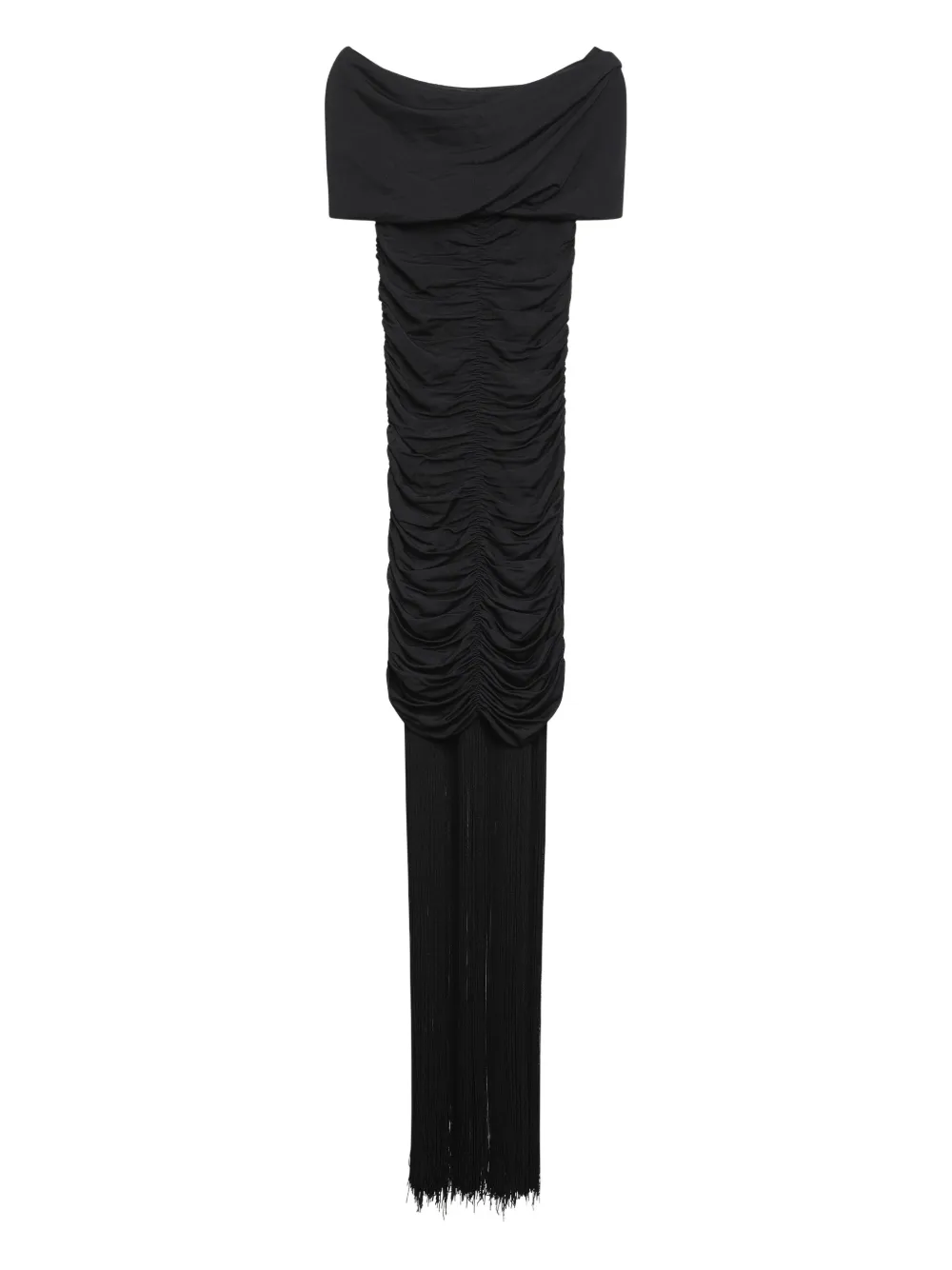 KHAITE draped fringe dress Zwart