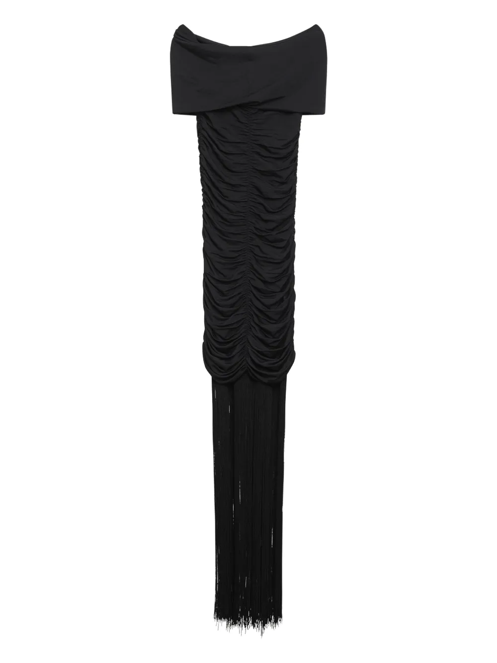 KHAITE draped fringe dress Zwart