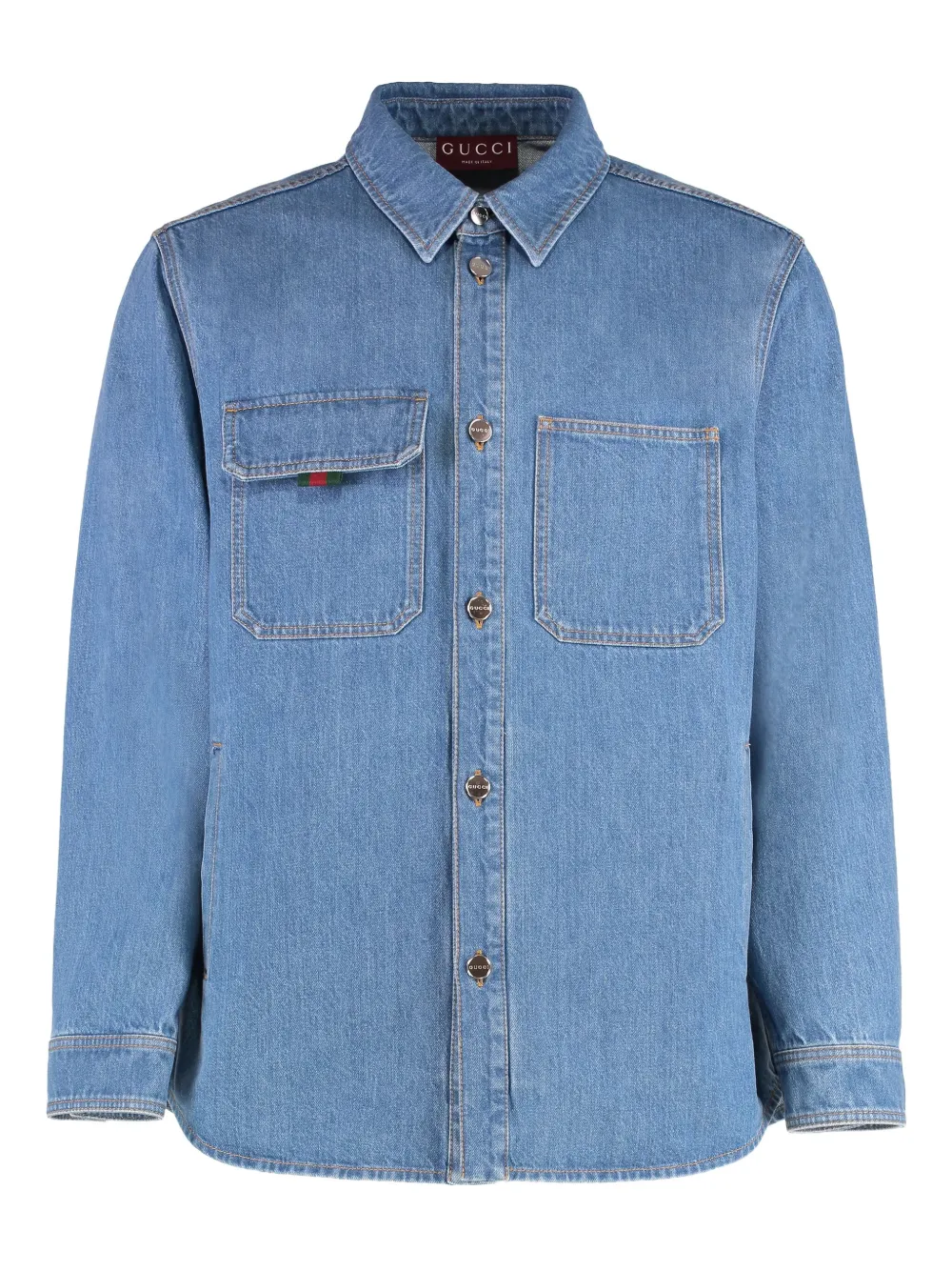 Gucci Denim overhemd met opgestikte zakken Blauw
