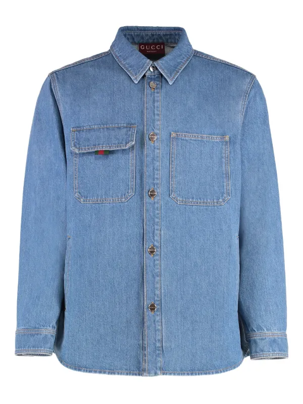 GUCCI　グッチ　デニムジャケット　　Gジャン　デニムシャツ Gucci パッチポケット デニムシャツ | ブルー | FARFETCH JP