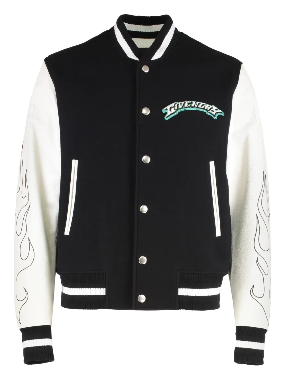 Givenchy flame-print bomber jacket Zwart