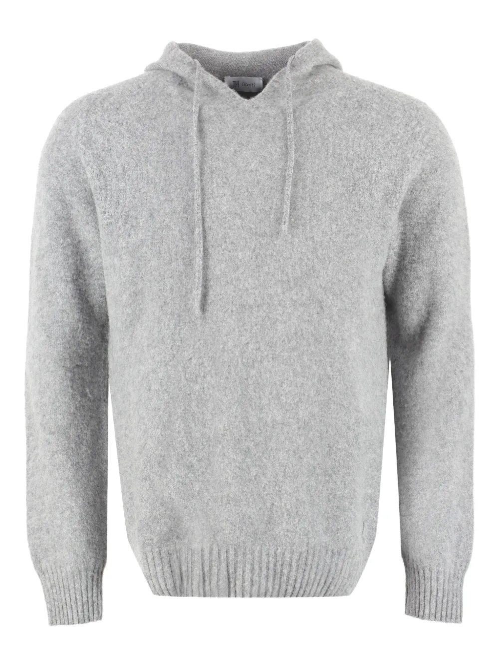 THE (Alphabet) cashmere knited hoodie | Grey | Image 1