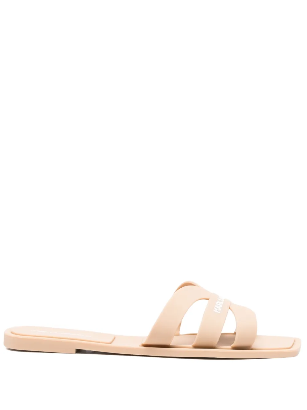 Karl Lagerfeld logo-detail three-strap slides | Neutrals | Image 1