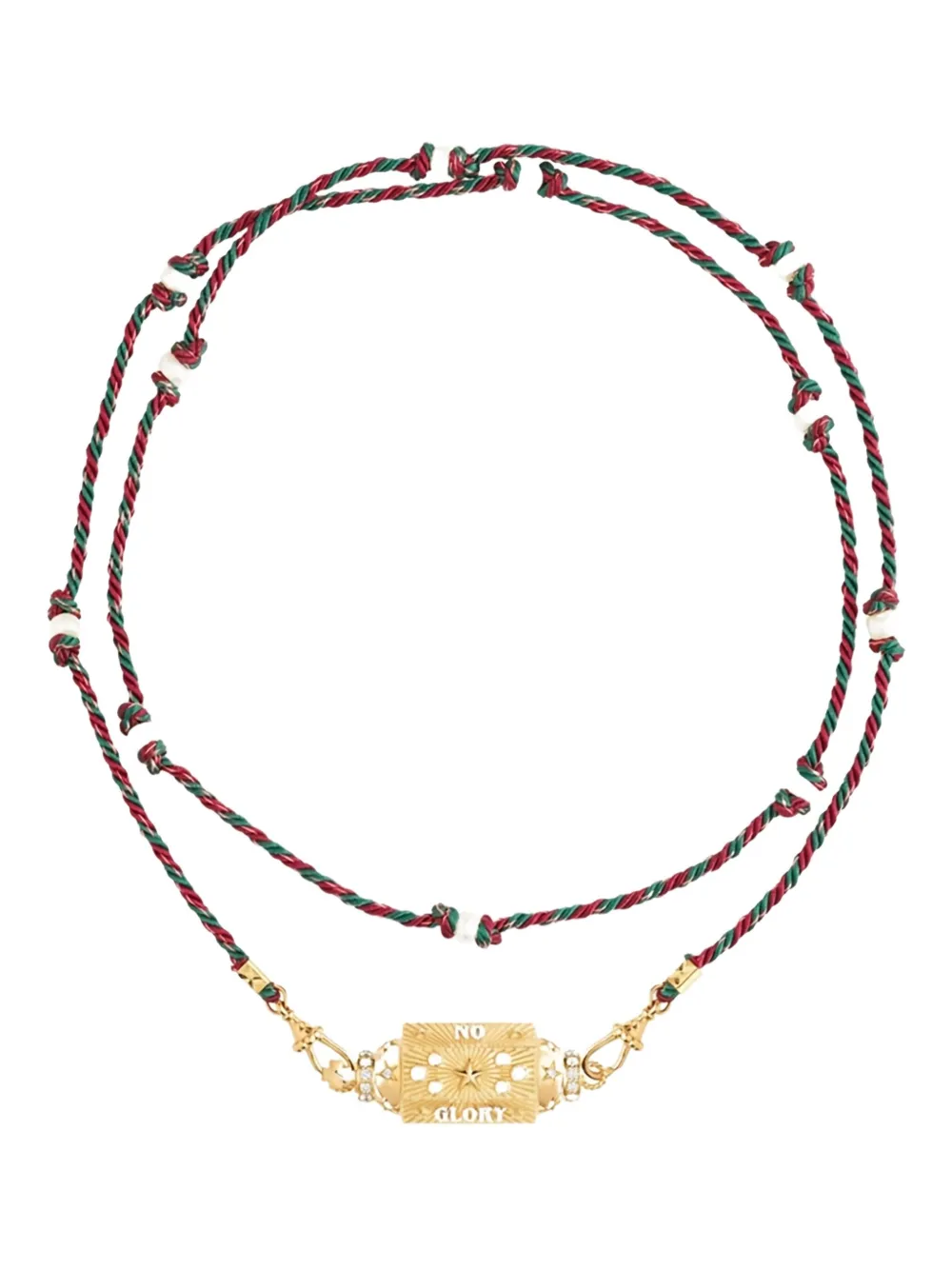 Marie Lichtenberg 18k Yellow Gold No Risk No Glory Diamond Necklace In Burgundy