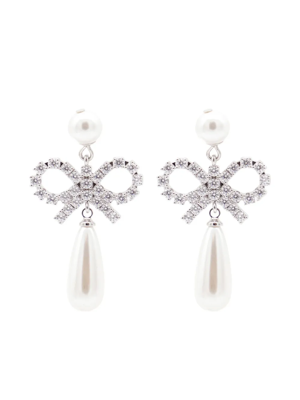 Self-Portrait aretes Bow Droplet | plateado | Image 1