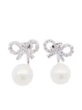 Self-Portrait Crystal Bow drop earrings - Silver