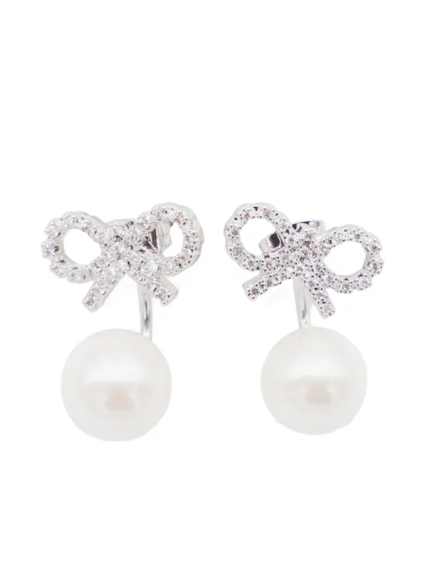 ||SALE|| SELF-PORTRAIT >> Bow クリスタルピアス Self-Portrait Crystal Bow ピアス | シルバートーン | FARFETCH JP