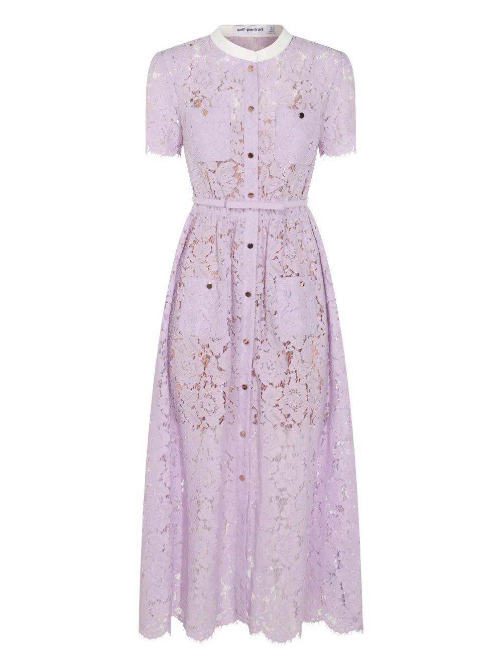 Self-portrait Lace Button-up Midi Dress