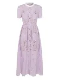 Self-Portrait lace button-up midi dress - Purple