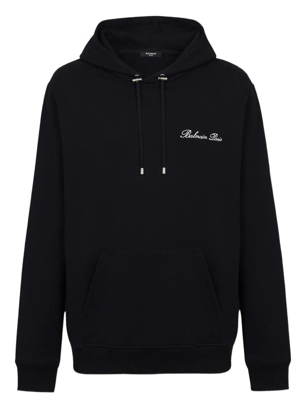 Balmain logo-embroidered hoodie Zwart