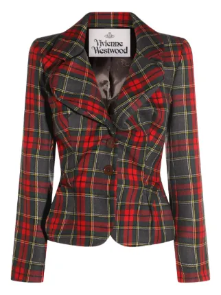 フォロー割■ vivienne westwood チェックジャケット ウール Vivienne Westwood チェック ジャケット | レッド | FARFETCH JP
