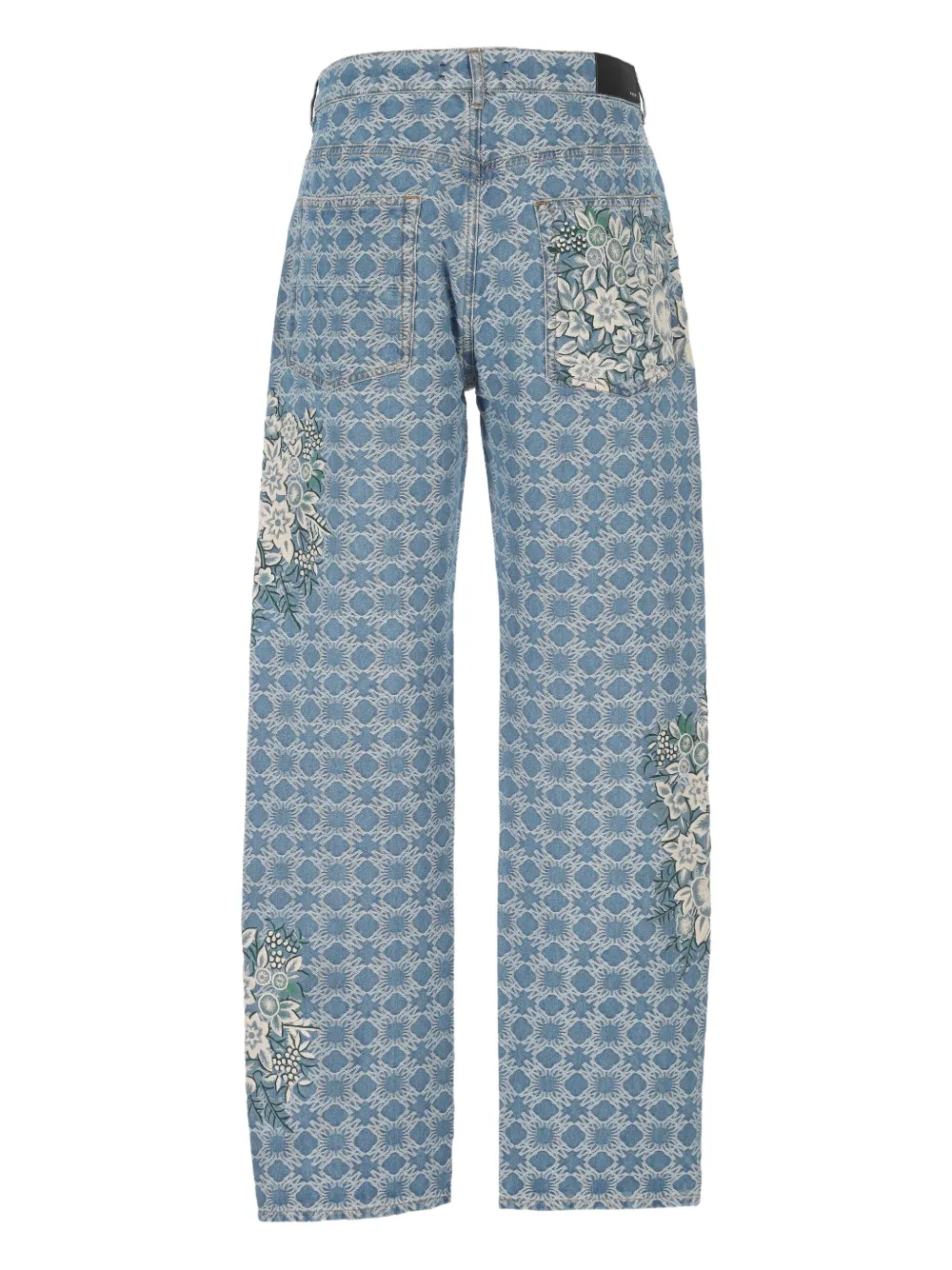 AMIRI floral-embroidered geometric-pattern trousers - Blauw