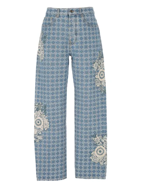 AMIRI floral-embroidered geometric-pattern trousers