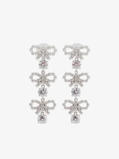 Self-Portrait mini Bow drop earrings