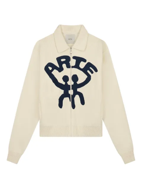 Arte Antwerp zip-up embroidered cardigan