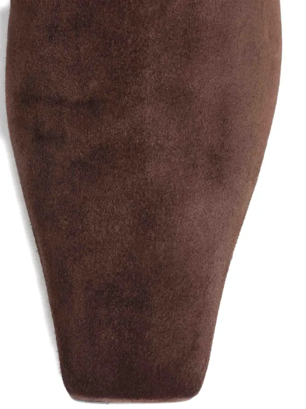 KHAITE Marfa Suede square-toe Boots | Brown | FARFETCH PL