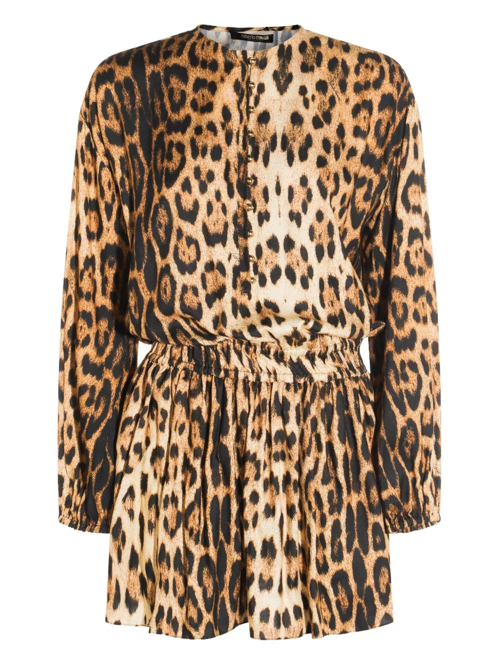 leopard-print long-sleeve dress