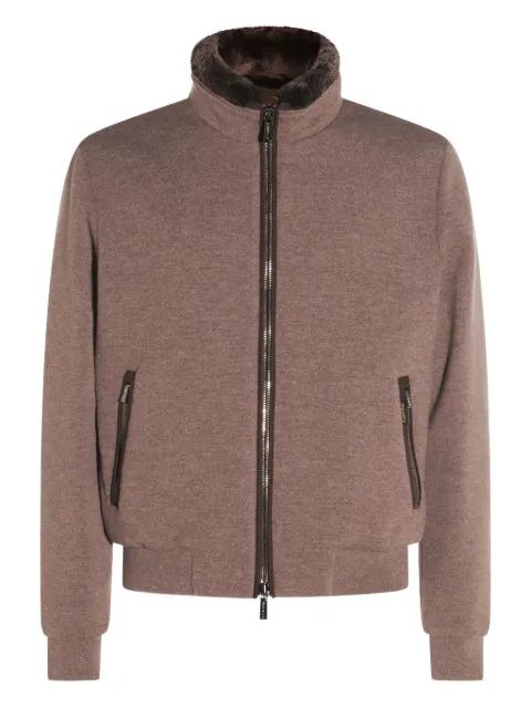 Moorer faux-fur collar zip-up jacket