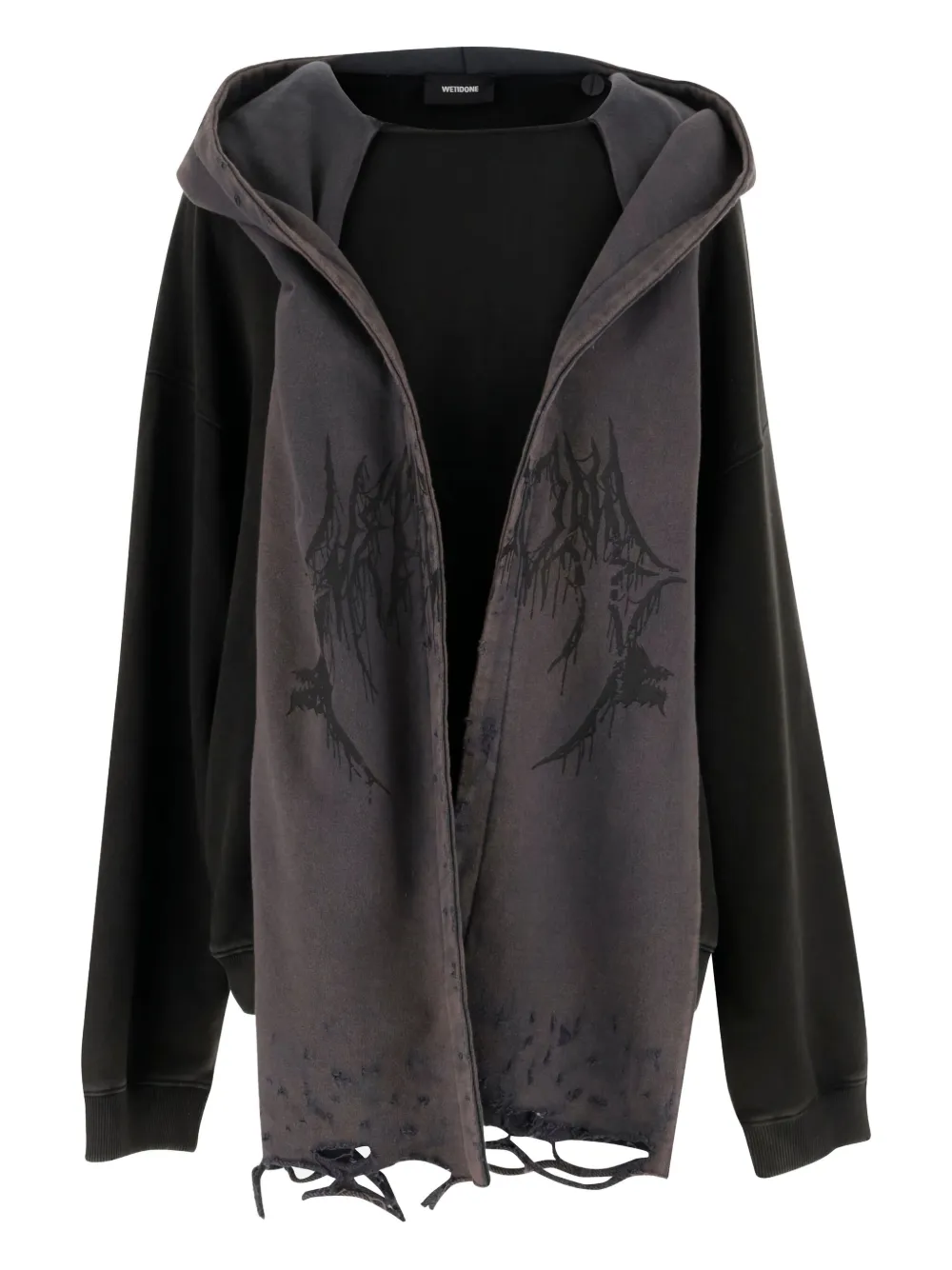 We11done distressed-effect hoodie | negro | Image 1