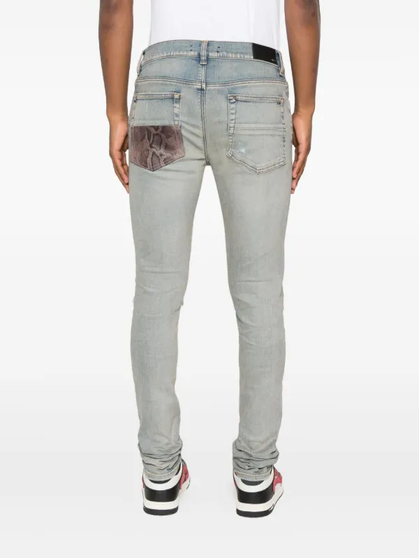 AMIRI Jeans Con Bordo In Pelle Blu FARFETCH IT
