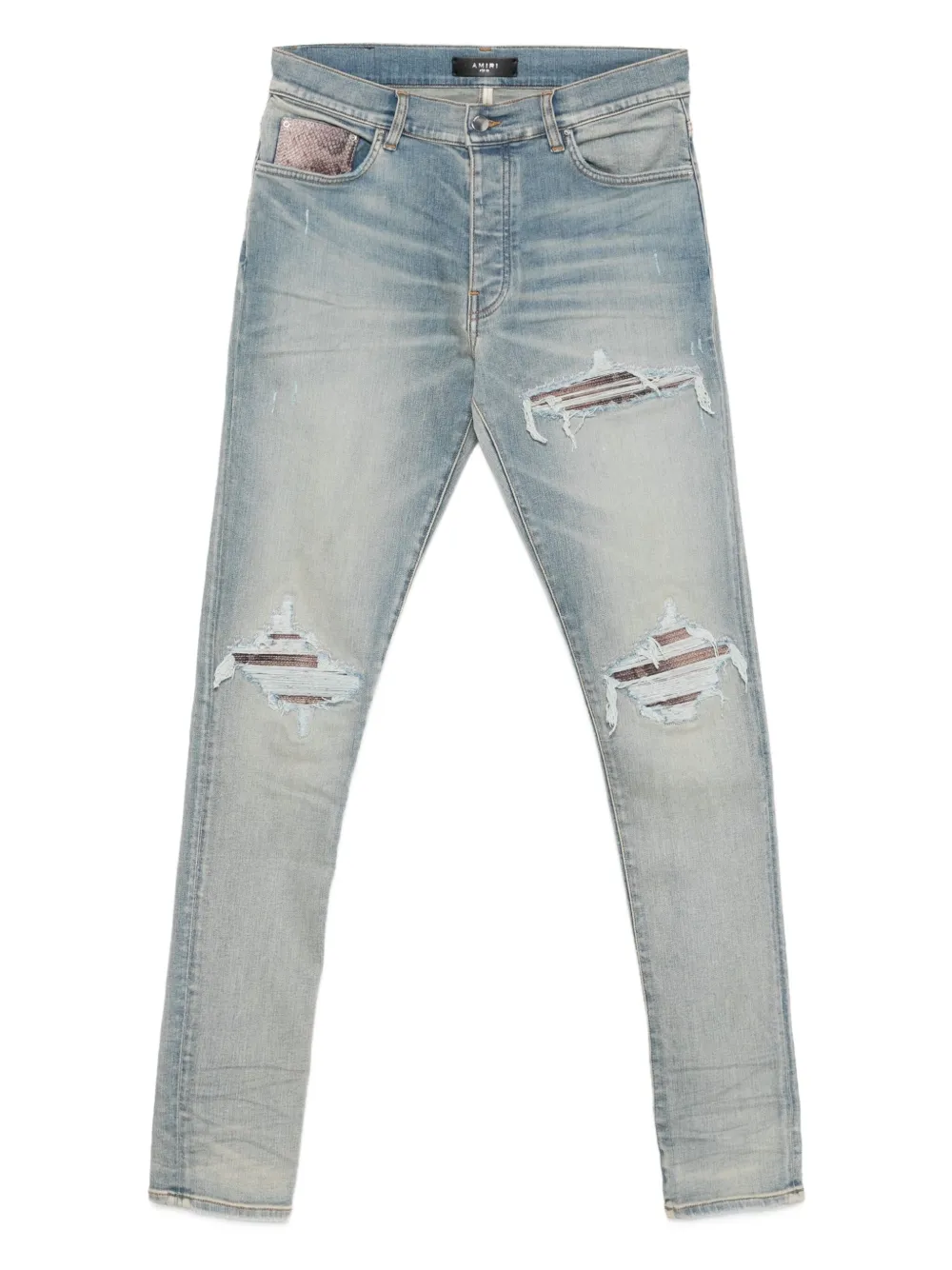 leather-trimmed jeans