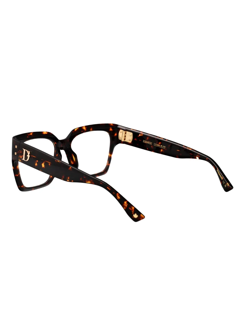 DSQUARED2 EYEWEAR Bril met vierkant montuur met schildpadschild effect Bruin