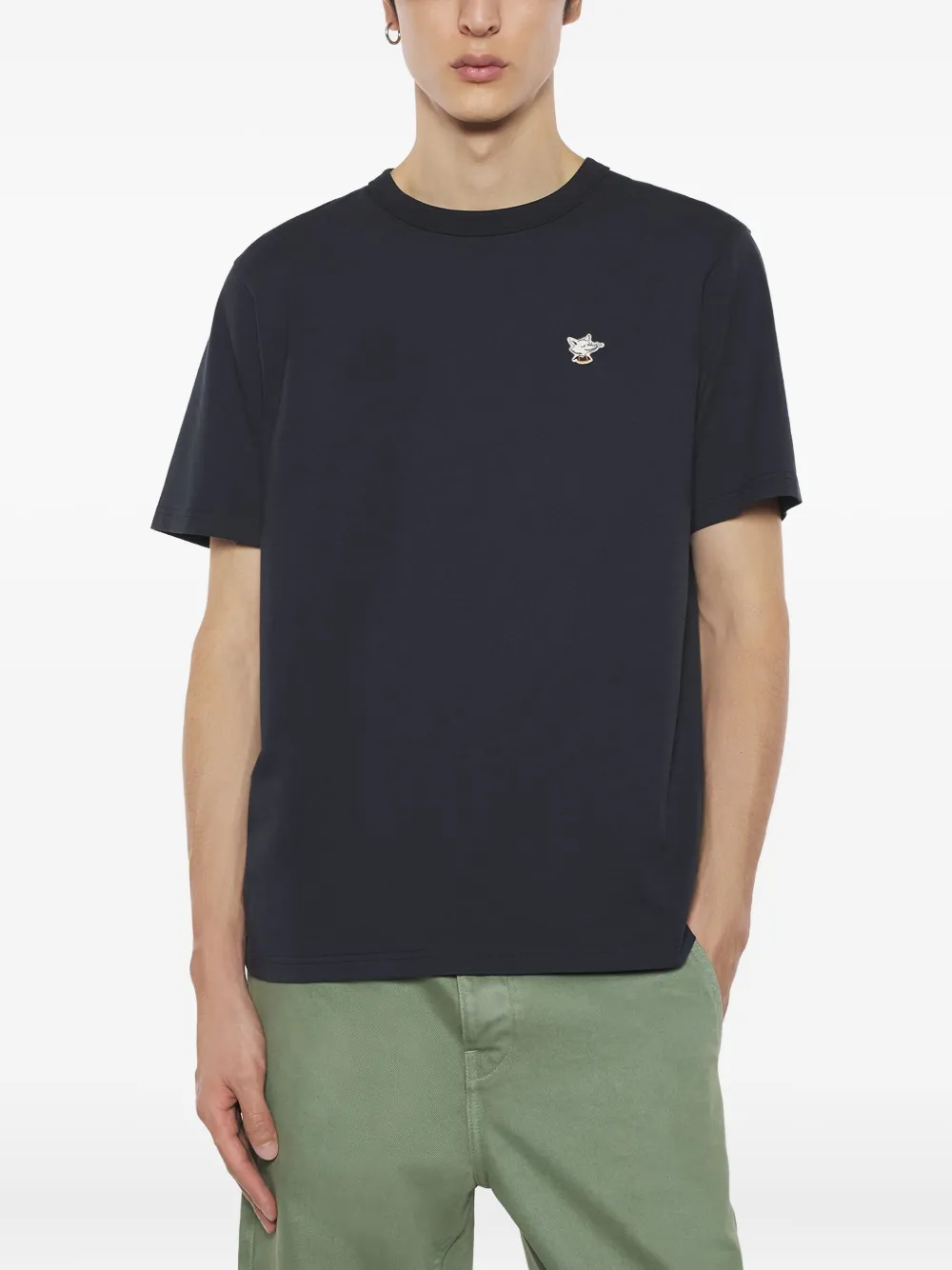 Maison Kitsuné Barista Fox katoenen T-shirt met patch Zwart