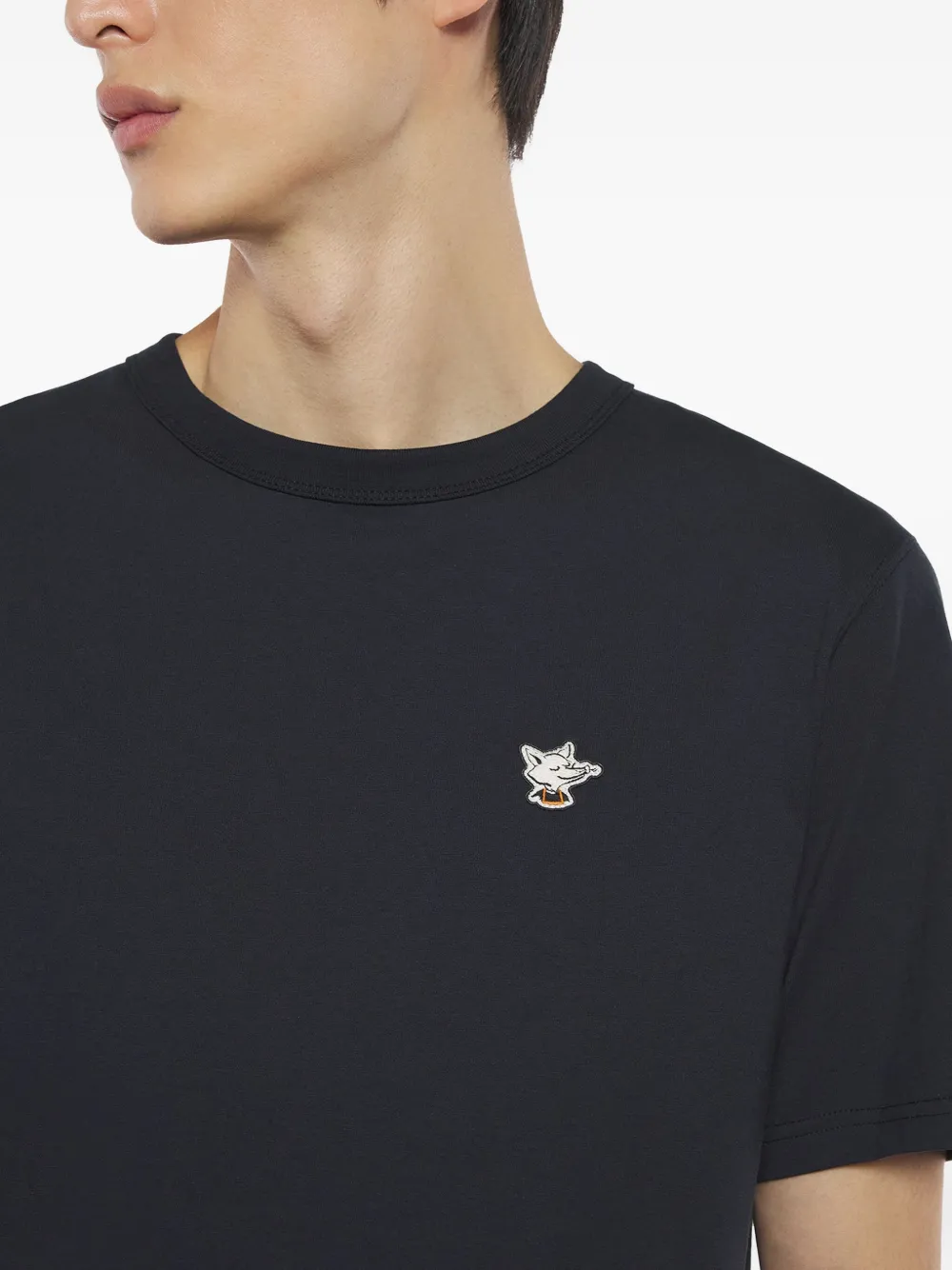 Maison Kitsuné Barista Fox katoenen T-shirt met patch Zwart