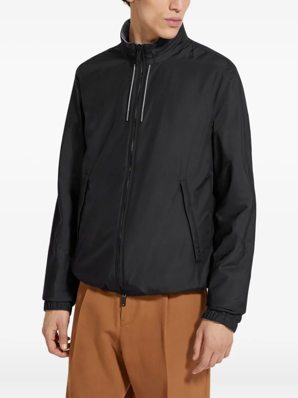 Zegna Reversible Brezza Zip-fastening Jacket In Gray
