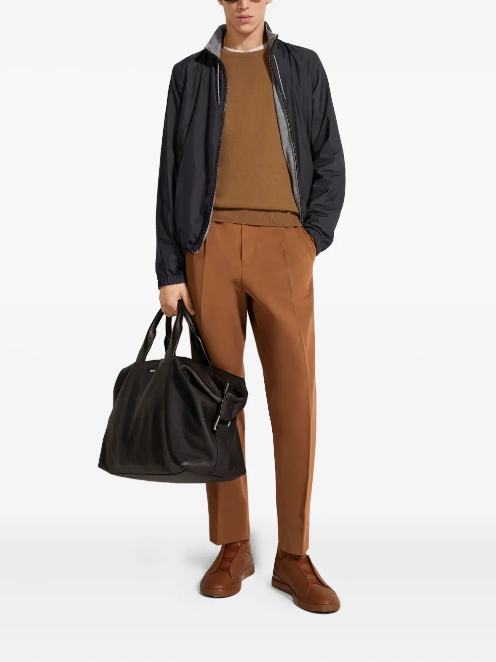 Zegna Reversible Brezza Zip-fastening Jacket In Gray