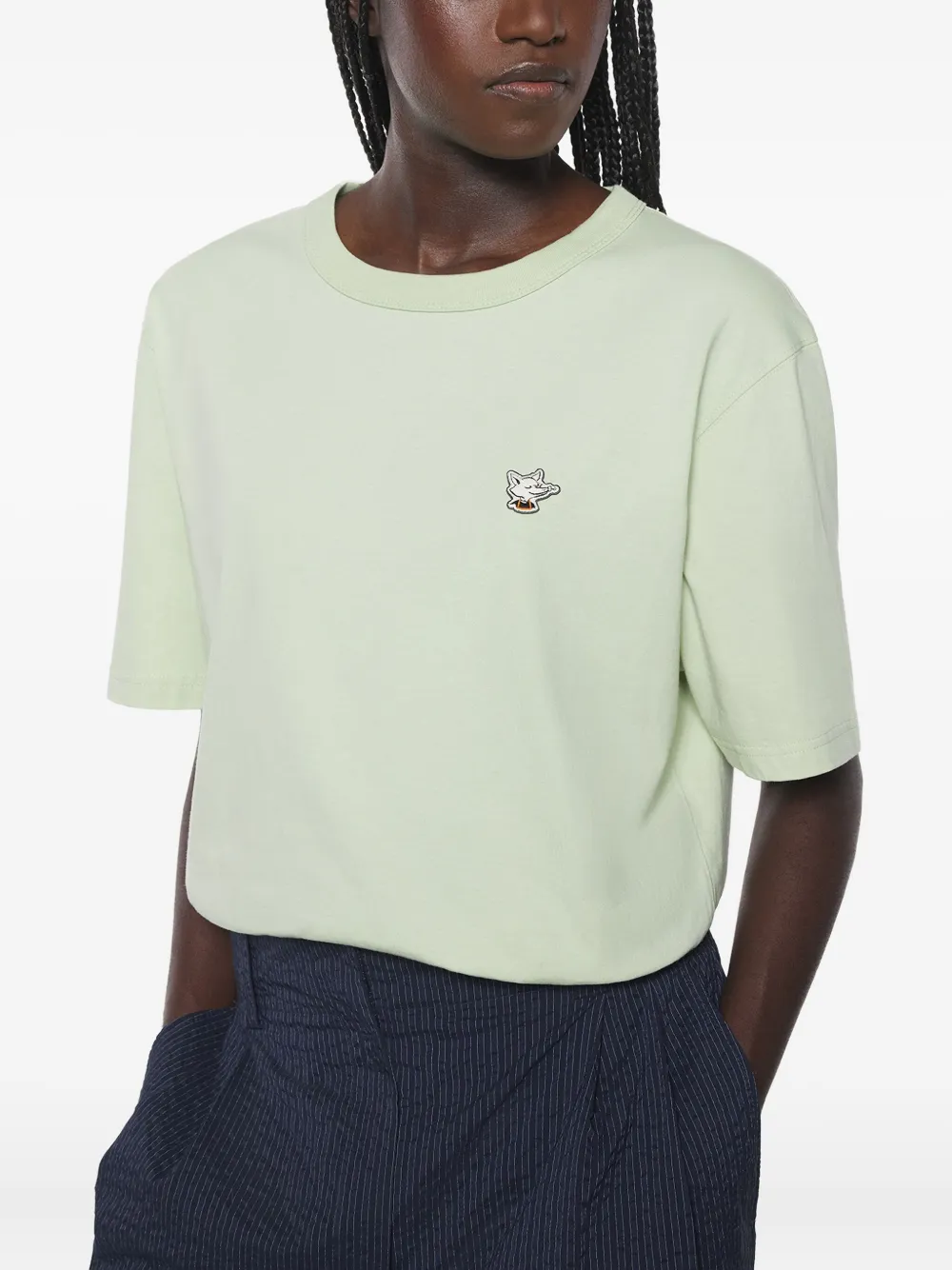 Maison Kitsuné Barista Fox katoenen T-shirt met patch Groen