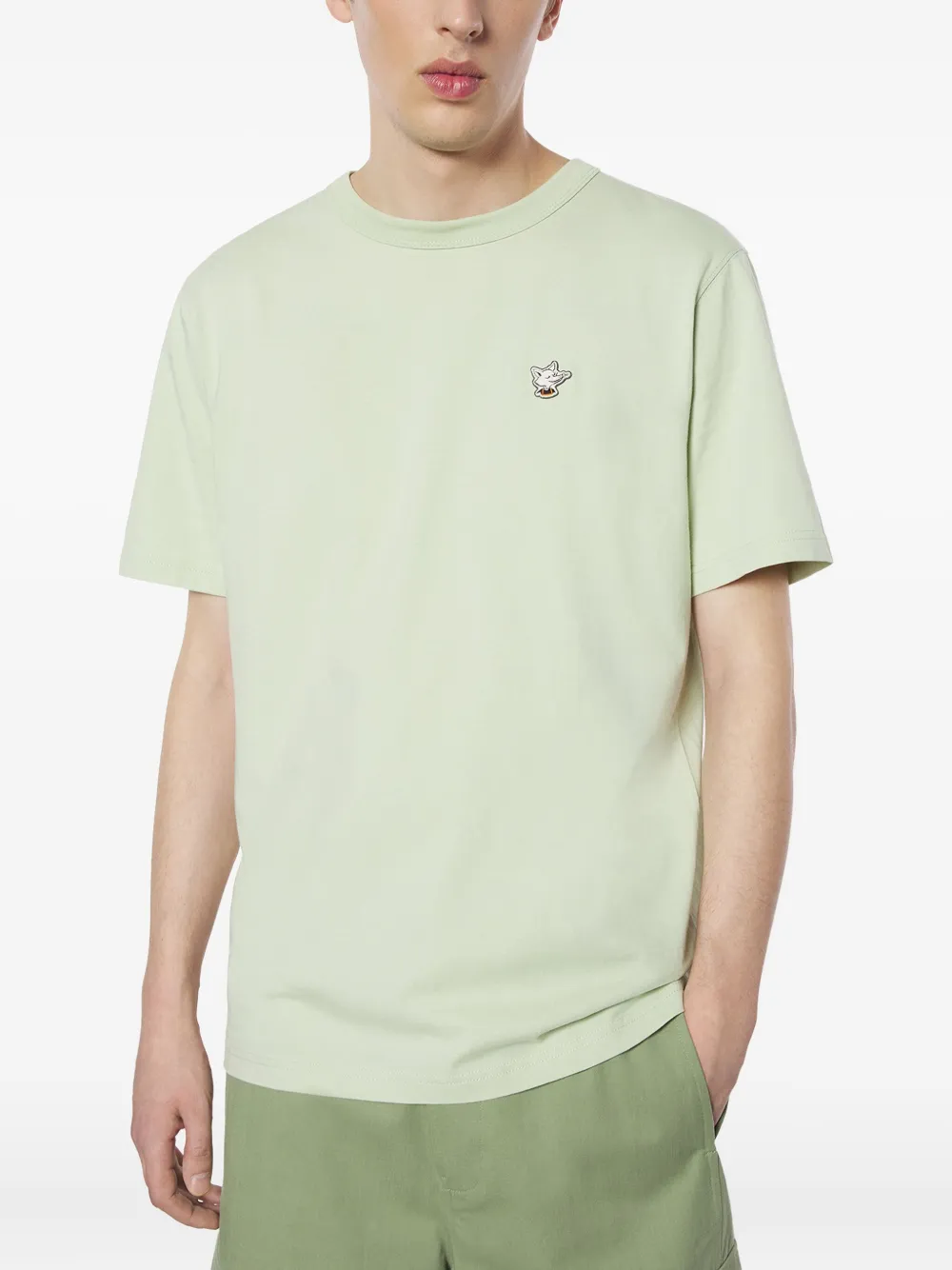 Maison Kitsuné Barista Fox katoenen T-shirt met patch Groen