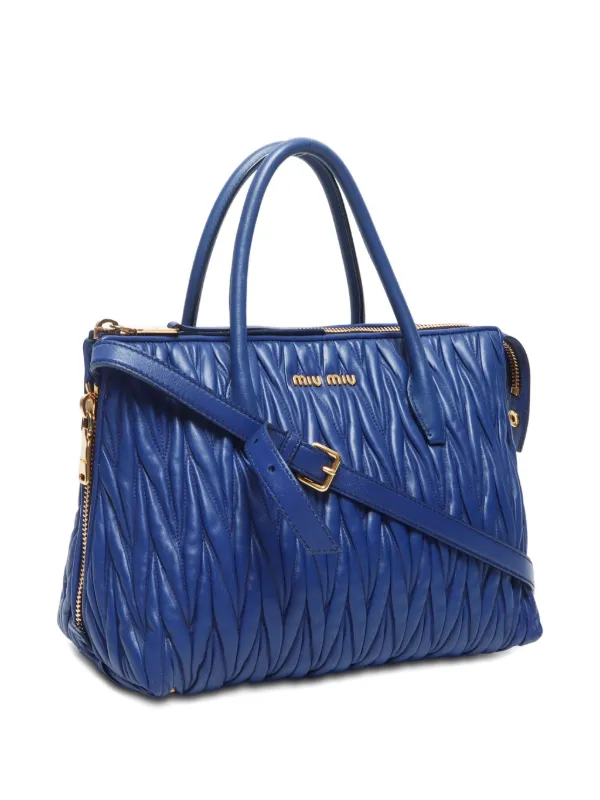 バッグ 2000s MIU MIU 2WAY SHOULDER BAG HAND BAG Miu Miu Pre-Owned 2000-2020 Matelassé 2way Handbag | Blue