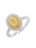HYT Jewelry 18K white gold oval diamond ring - Yellow