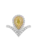 HYT Jewelry 18K white gold pear diamond ring - Yellow