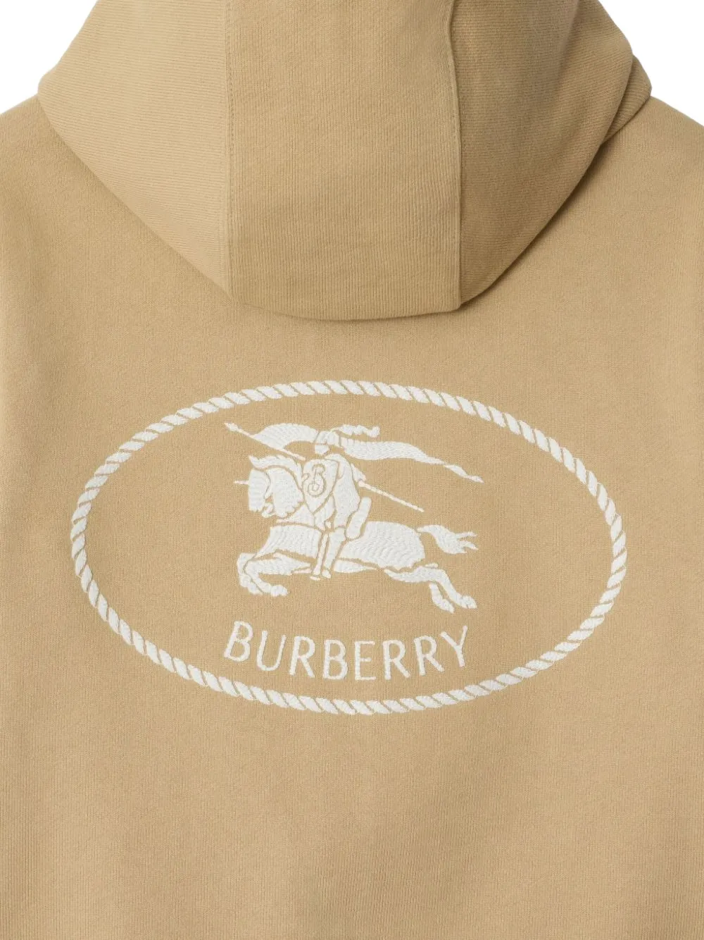 Burberry embroidered-logo zip-up hoodie Beige