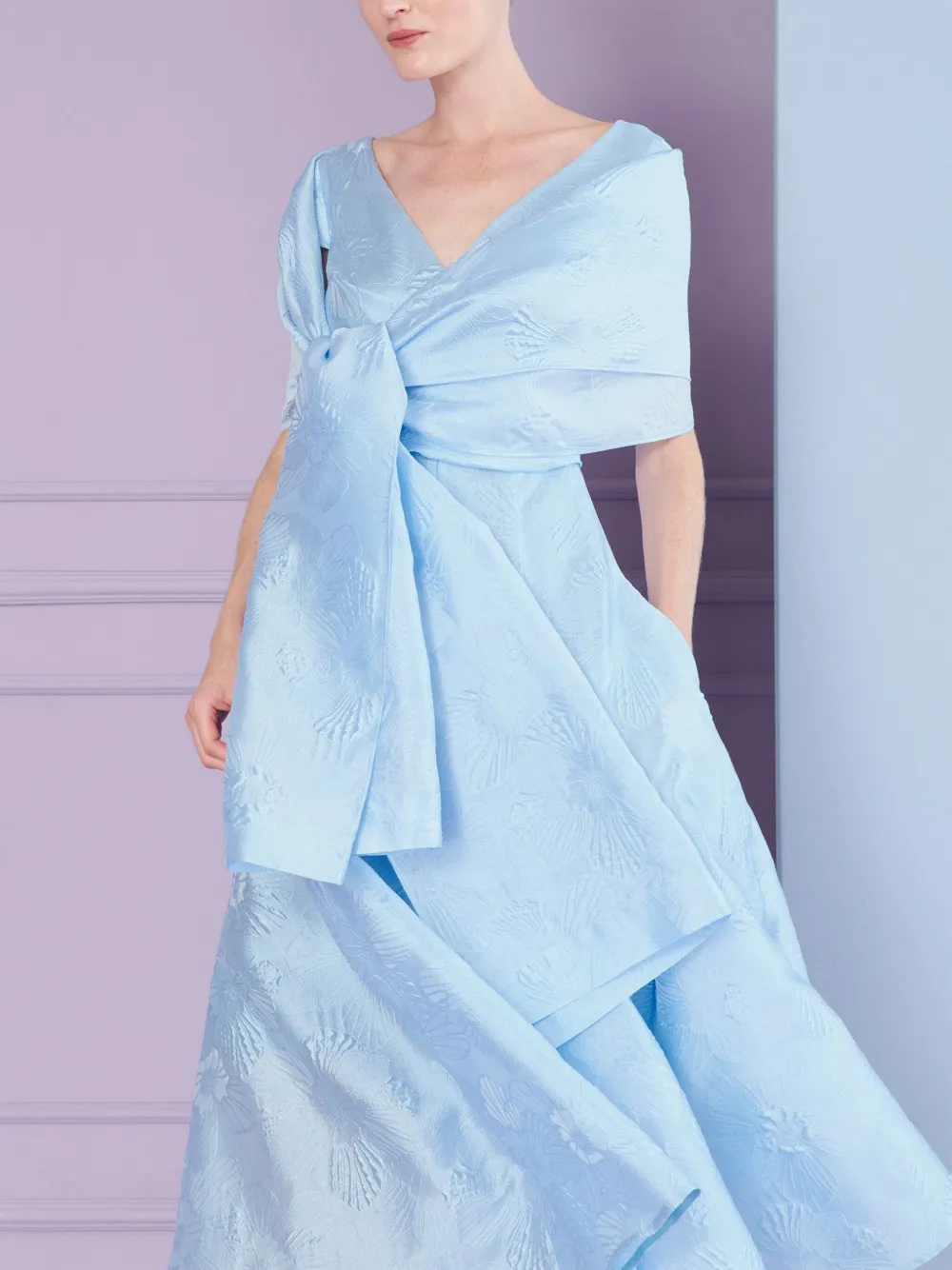 Talbot Runhof Wrap-around Shawl In Blue